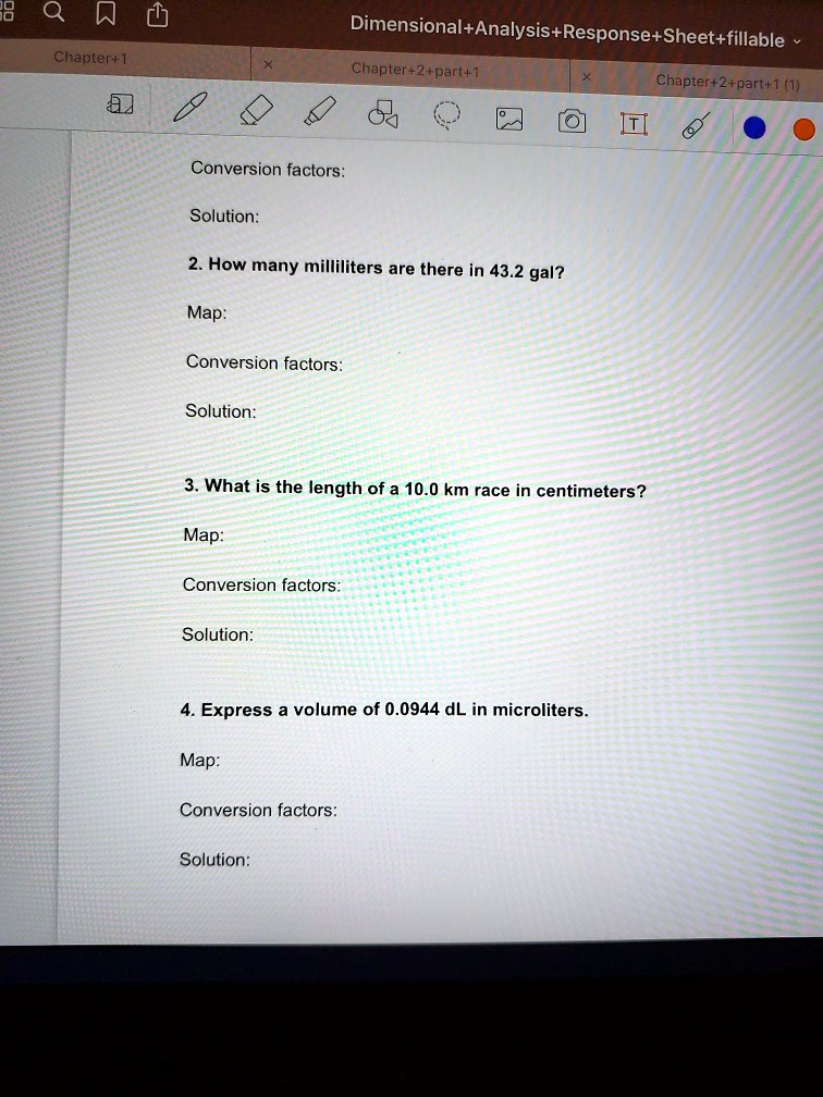 SOLVED Chapter 2 Dimensional Analysis Response Sheet Conversion