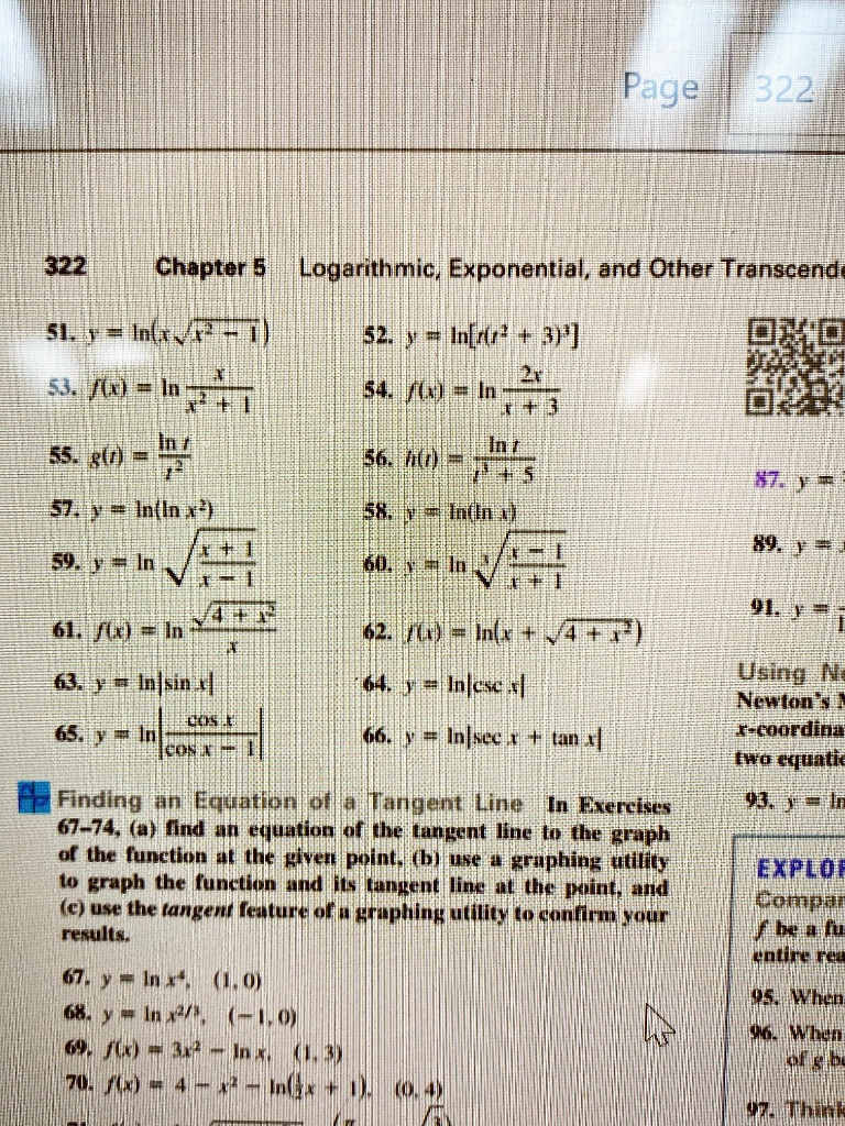 Solved 322i 022 Chapter 5 Logarithmic Exponantial And Other Transcend Sie Ff Vlud 54 J Holus 31 Euhale S4mhauhhheblie I T 55 Te T 56 Hugzh Jn Rii 62 Huamio Ln Esnhheshnanenel