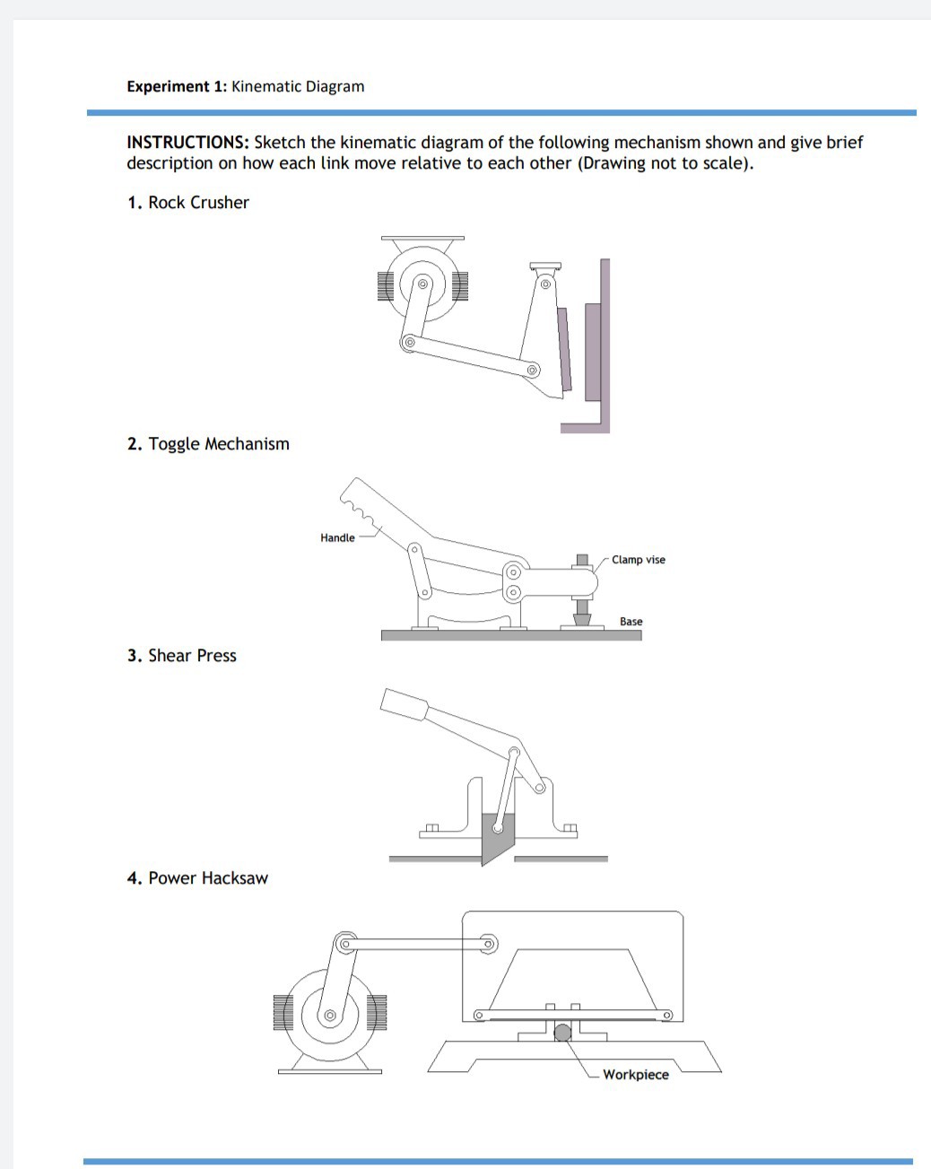 Experiment 1: Kinematic Diagram INSTRUCTIONS: Sketch the kinematic ...