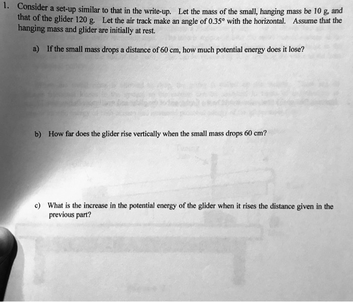 1 consider a set up similar to that in the write up let the mass of