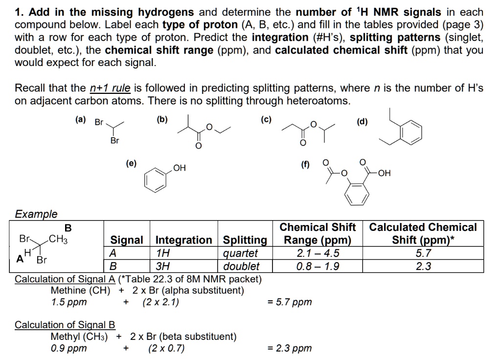 Solved Add In The Missing Hydrogens And Determine The Number Of H Nmr Signals In Each