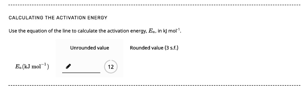 SOLVED: CALCULATING THE ACTIVATION ENERGY Use The Equation Of The Line ...