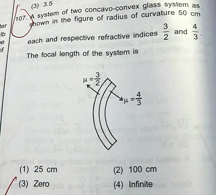 107. A system of two concavoconvex glass systems shown in the figure