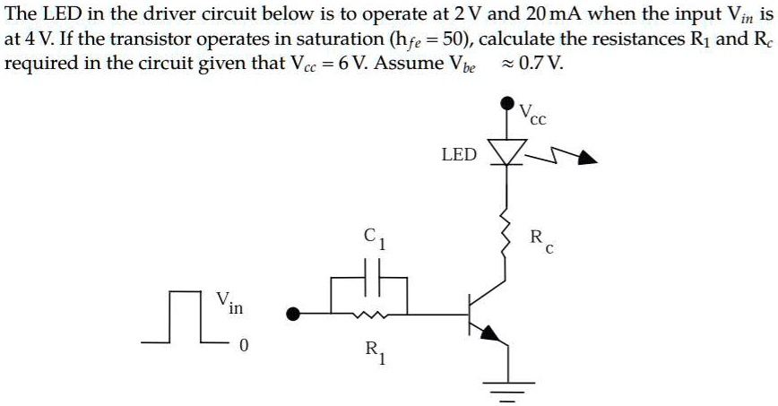 SOLVED: The LED in the driver circuit below is to operate at 2V and ...
