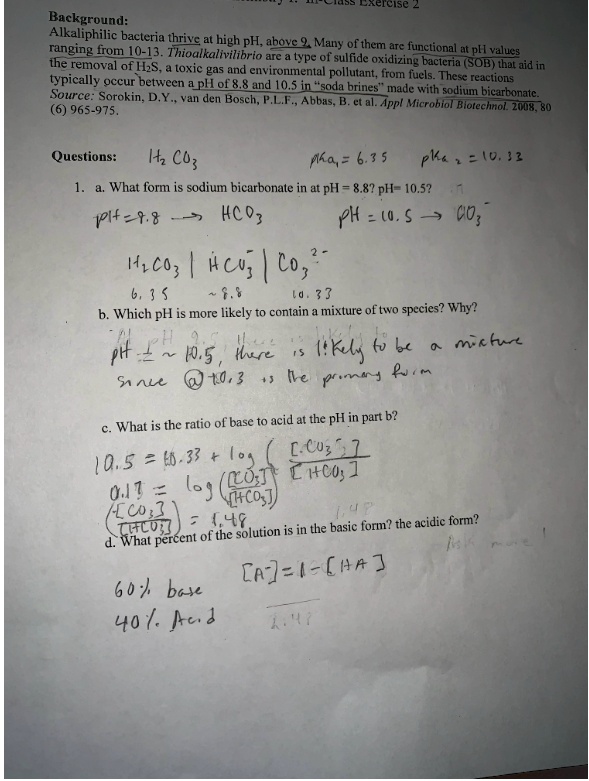 Solved Eercise Background Alkaliphilic Bacteria Thriug At High Ph Abovs Many Of Them Are Ranging From 10 13 Thioalkalivilibrio Are Functional At Pl L Valucg Type Of Sulfide The Removal Of Izs Oxidizing