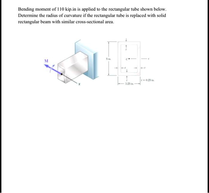 SOLVED: Bending moment of 110 kip.in is applied to the rectangular tube ...
