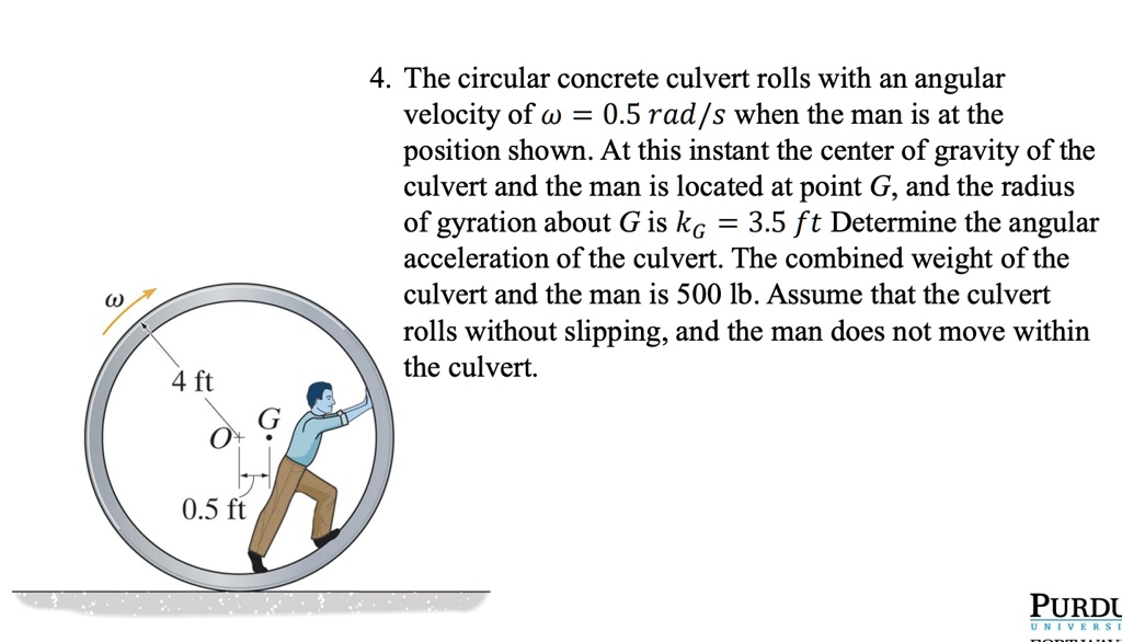 4 the circular concrete culvert rolls with an angular velocity of w 05 ...