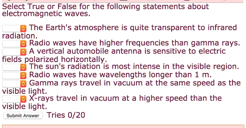 SOLVED Select True or False for the following statements about