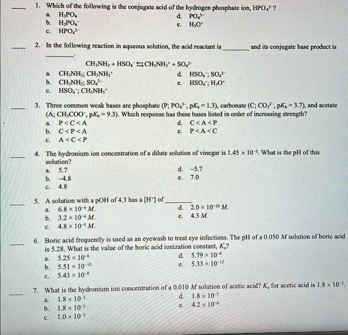 SOLVED 1 Which Of The Following Is The Conjugate Acid Of The Hydrogen solved-1-which-of-the-following-is-the-conjugate-acid-of-the-hydrogen