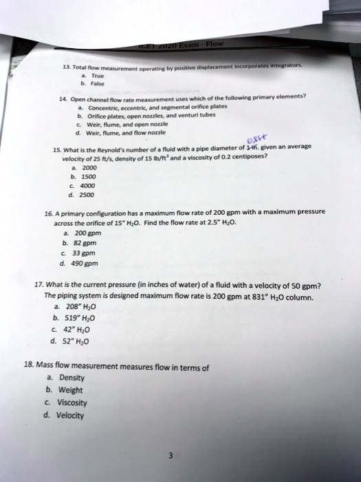 SOLVED a. True b. False Concentric, eccentric, and segmental orifice
