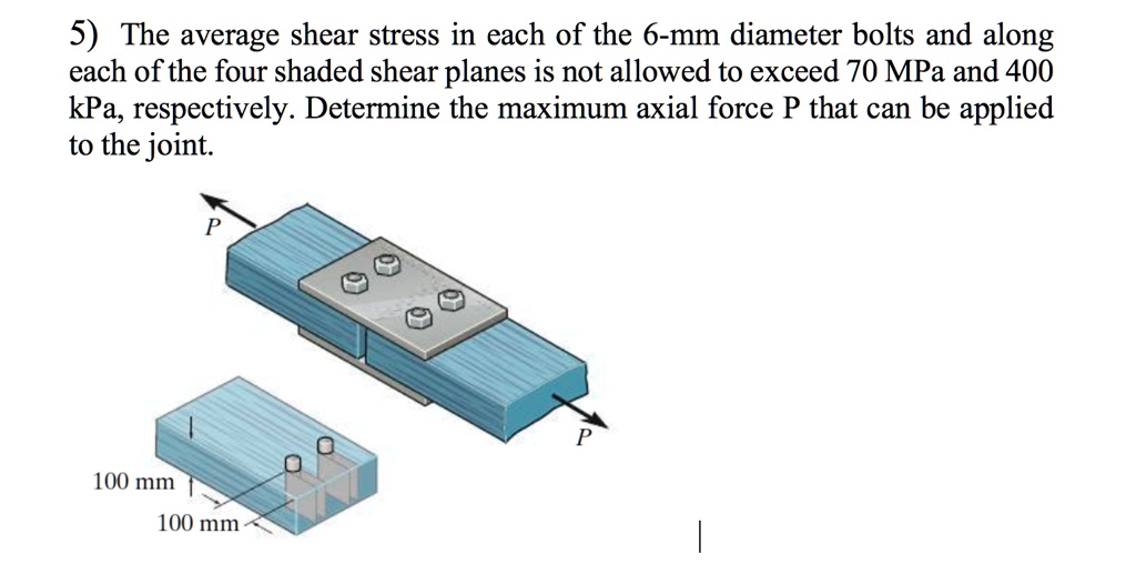 SOLVED 5) The average shear stress in each of the 6mm diameter bolts