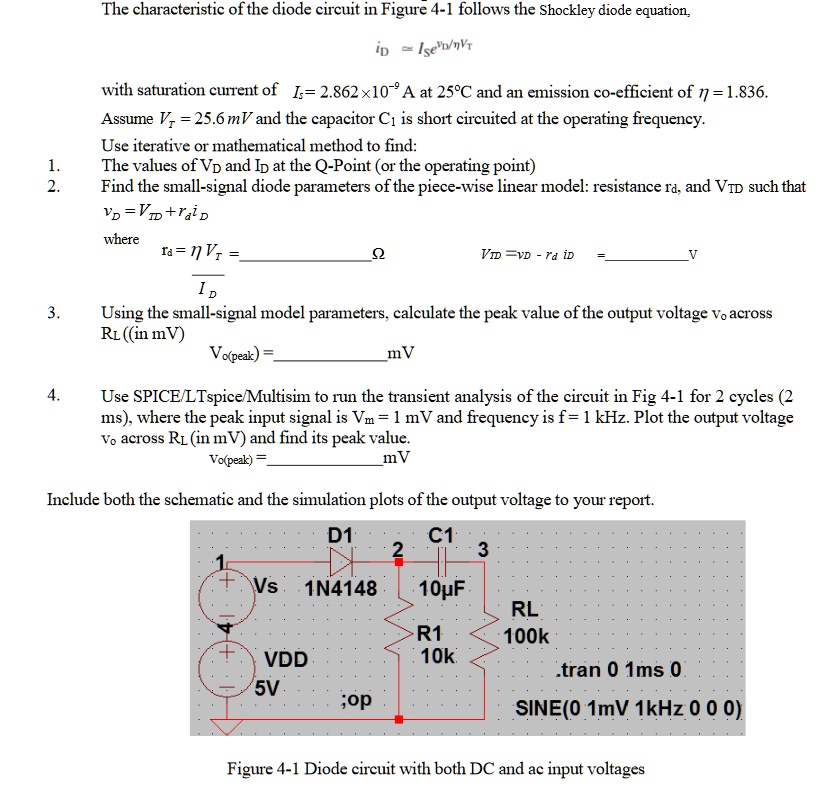 SOLVED The characteristic of the diode circuit in Figure 41 follows the Shockley diode
