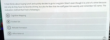 1 fred thinks about buying lunch and quickly decides to go to long john silvers even though it is a bit of a drive because not only do they have his favorite shrimp but also he likes that th 46753