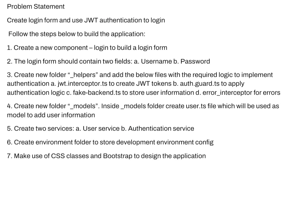 SOLVED: Texts: Using Angular Required ASAP Problem Statement: Create a ...
