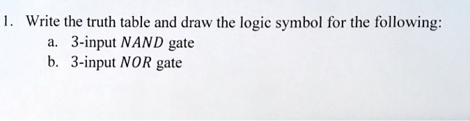 SOLVED: Write the truth table and draw the logic symbol for the ...