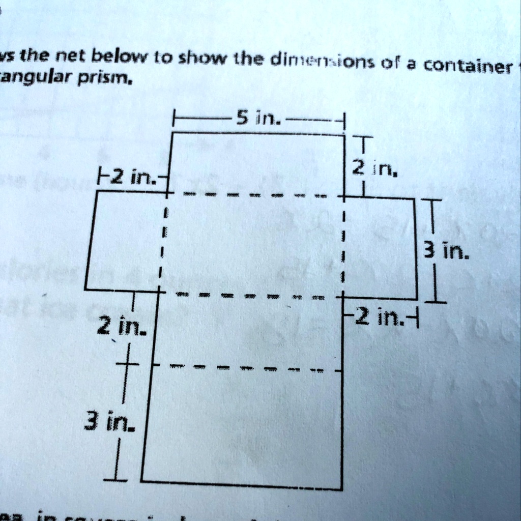 a student draws the net below to show the dimensions of a container ...