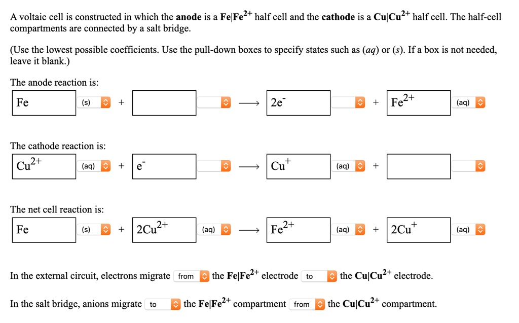 SOLVED: A Voltaic Cell Is Constructed In Which The Anode Is A Fe/Fe2 ...