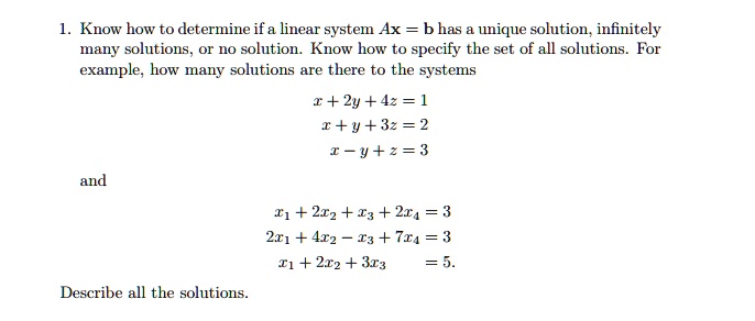 Unique Solution In Matrix know how to determine if a linear system ax b has unique solution ...