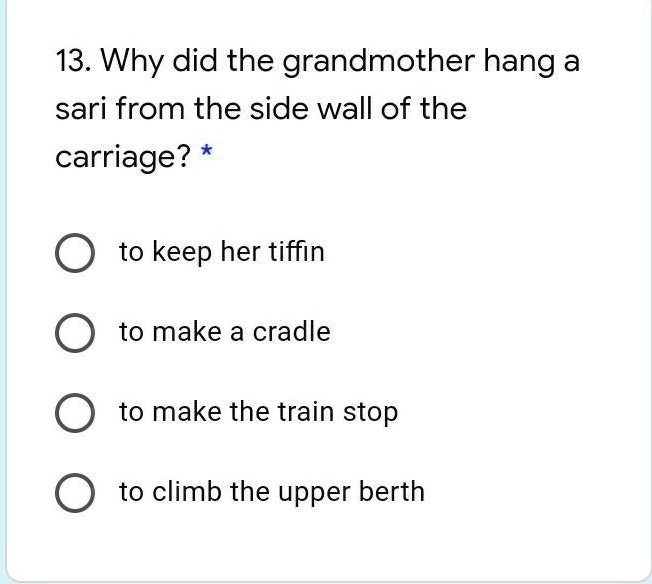 SOLVED 'why did the grandmother hang a sari from the side wall of the