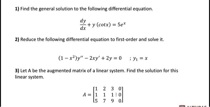 1 Find The General Solution To The Following Differen Itprospt