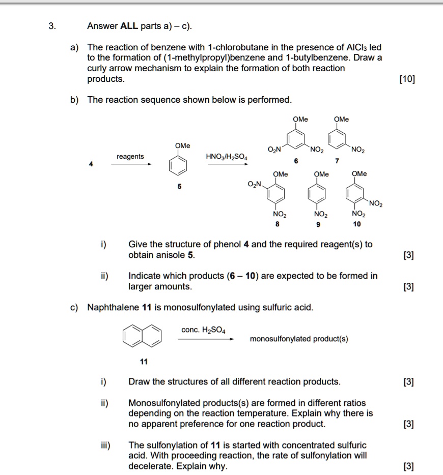 Solved: The Reaction Of Benzene With 1-chlorobutane In The Presence Of 