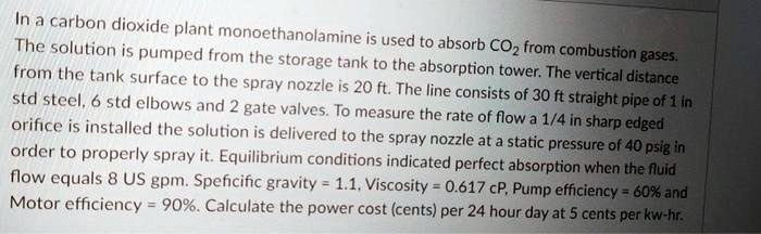 SOLVED In A Carbon Dioxide Plant Monoethanolamine Is Used To Absorb solved-in-a-carbon-dioxide-plant-monoethanolamine-is-used-to-absorb