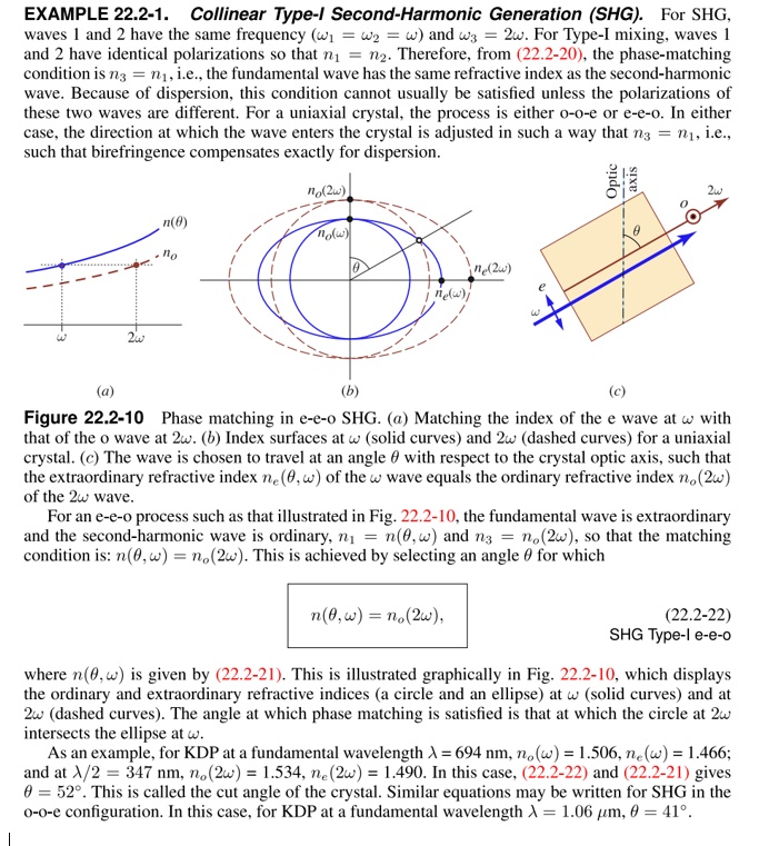 example 222 1 collinear type i second harmonic generation shgfor shg waves 1 and 2 have the same frequency 1 2 and 3 2 for type i mixing waves 1 and 2 have identical polarizations so that n  29769