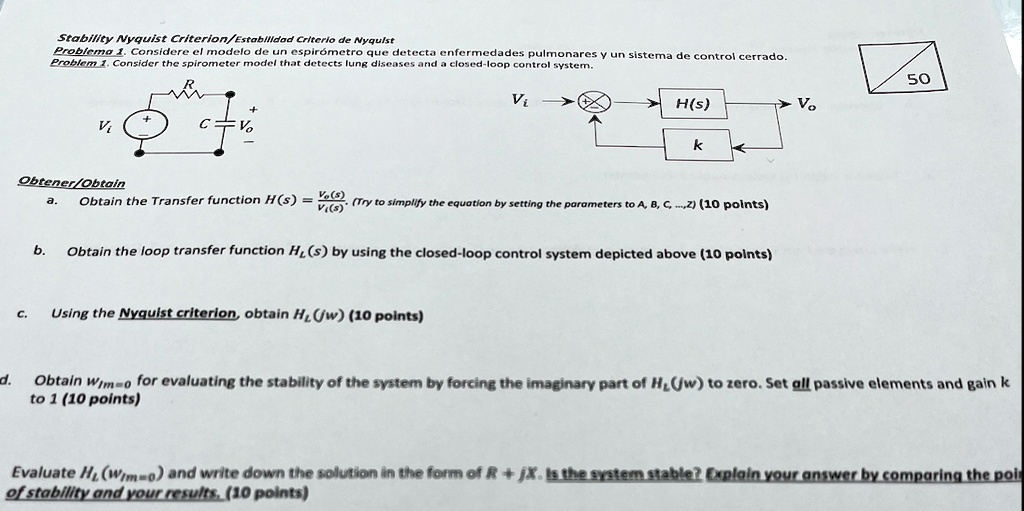 [GET ANSWER] Stability Nyquist Criterion/Estabilidad Criterio de ...