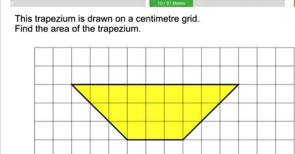 This trapezium is drawn on a centimetre grid. Find the area of the ...