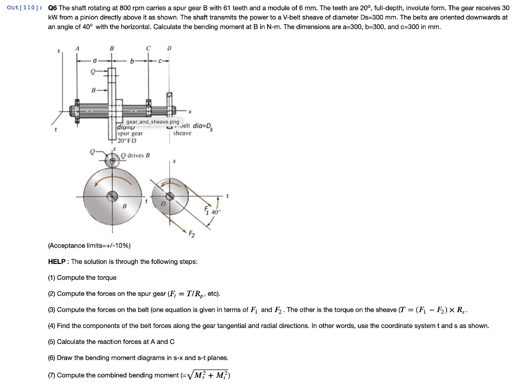 SOLVED Q6 The shaft rotating at 800 rpm carries a spur gear B with 61