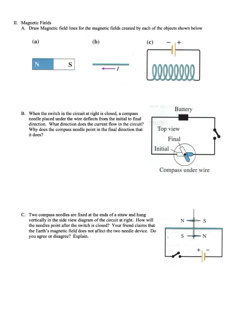 SOLVED: Magnetic Fields Draw Magnetic field lines for the magnetic ...