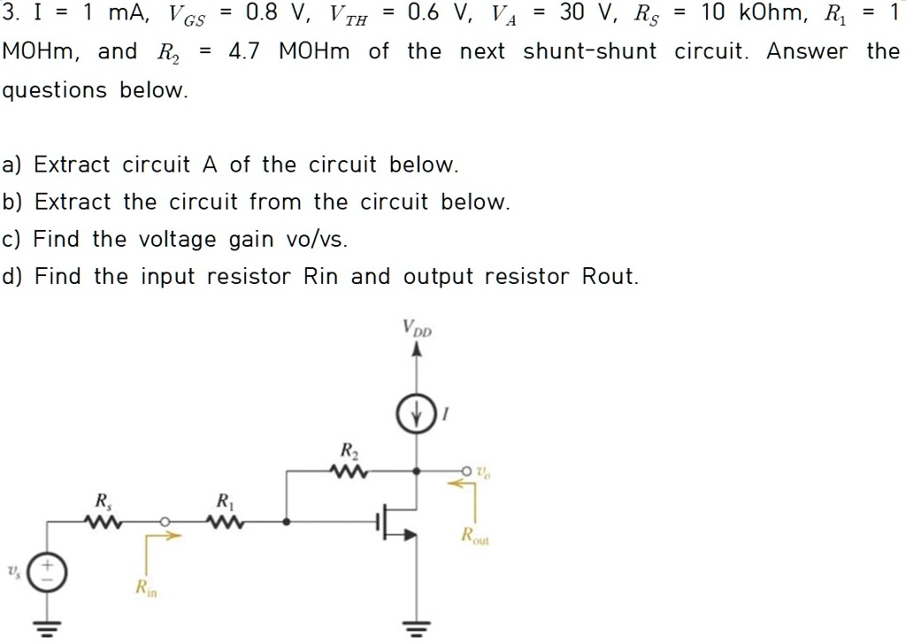 SOLVED MOHm, and R, = 4.7 MOHm of the next shuntshunt circuit. Answer