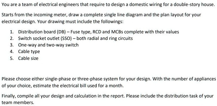 SOLVED: You are a team of electrical engineers that are required to ...