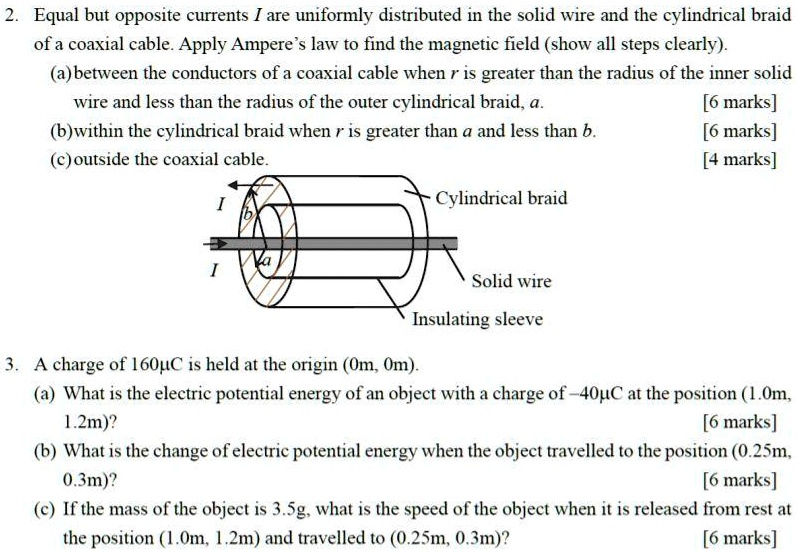 SOLVEDEqual but opposite currents I are uniformly distributed in the