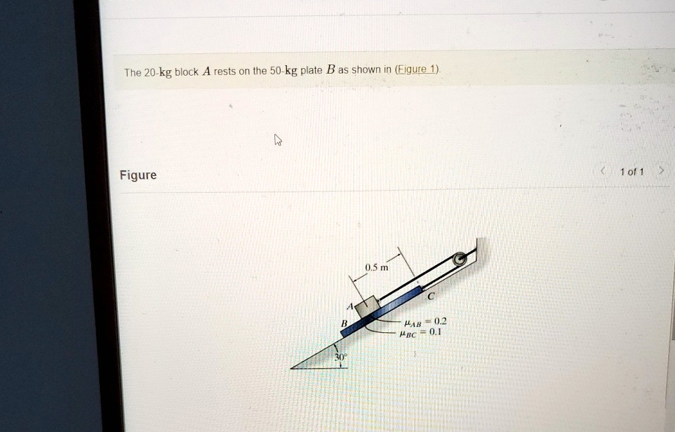 The 20-kg block A rests on the 50-kg plate B as shown in (Figure 1 ...