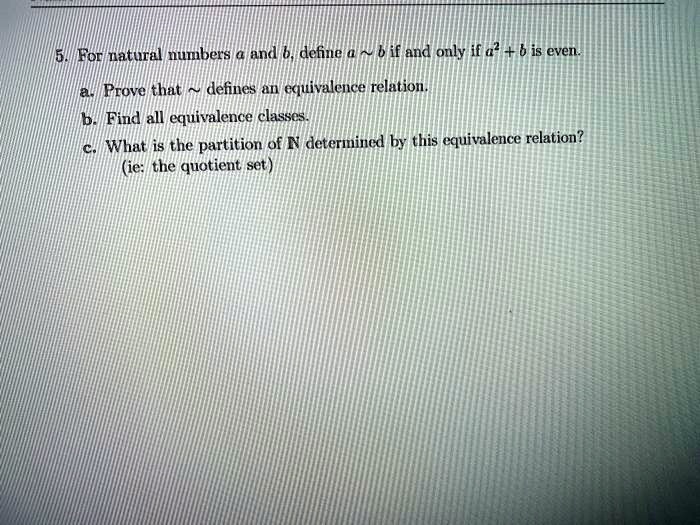 SOLVED For natural numbers a and b, define b if and only if a + 6 is