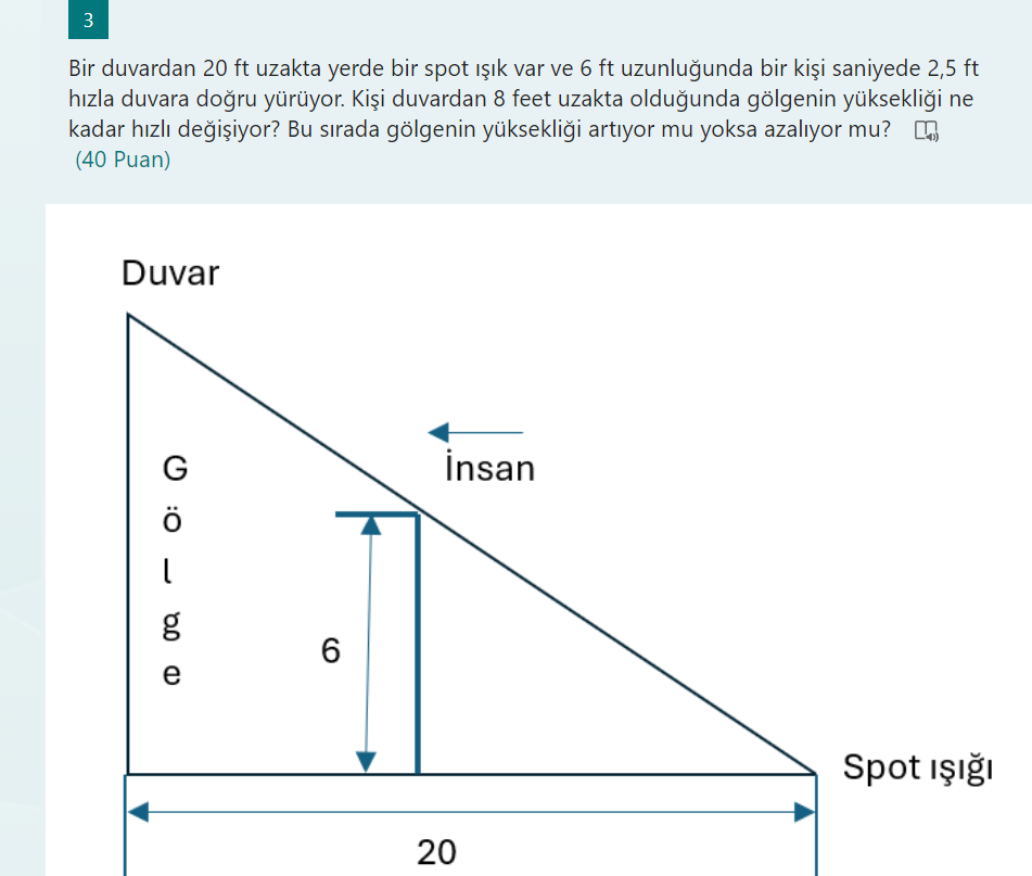 SOLVED: 3 Bir Duvardan 20 Ft Uzakta Yerde Bir Spot ???k Var Ve 6 Ft ...