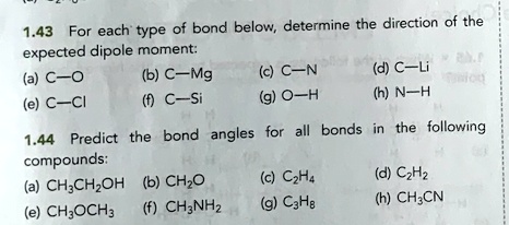 SOLVED Chemistry Questions 1.43 For each type of bond below