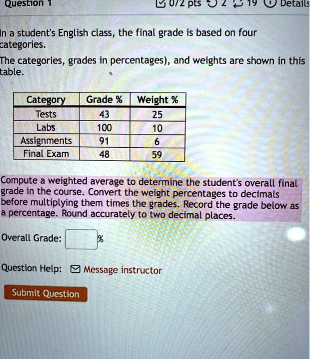 SOLVEDQuescion ui 2 Pts 2 61y W Details In a student's English class