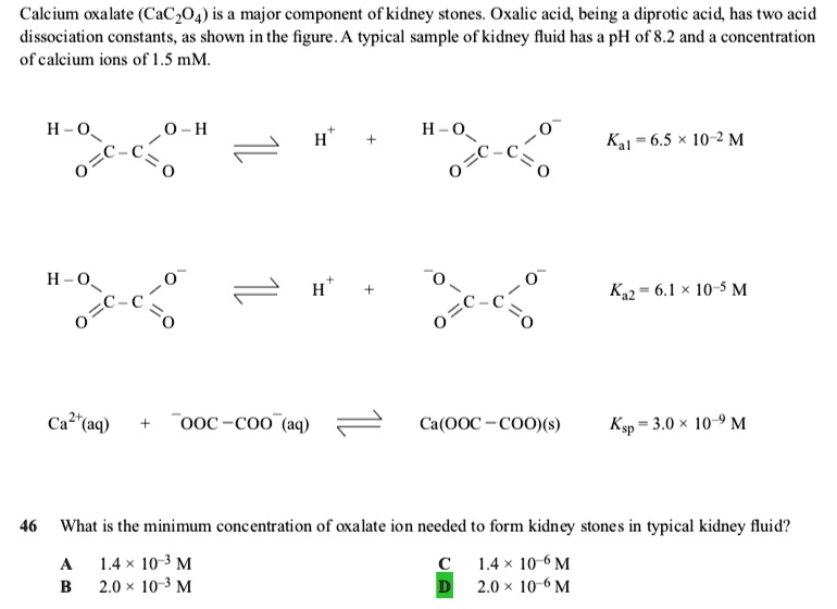 Calcium Oxalate CaC2O4 Is A Major Component Of Kidney Stones Oxalic 
