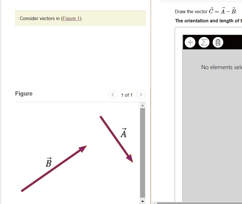 SOLVED: Draw the vector C = A - B The orientation and length of ...