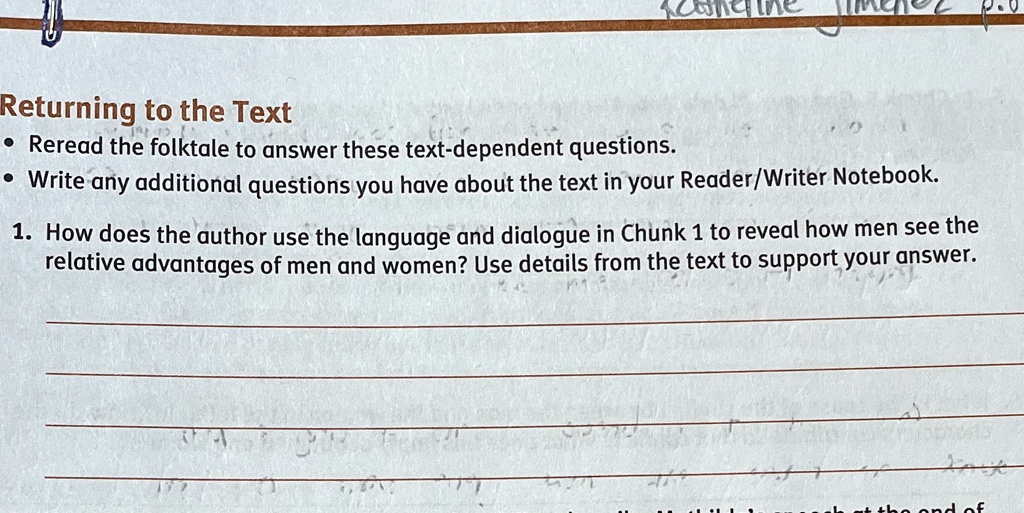 culsil returning to the text reread the folktale to answer these text ...