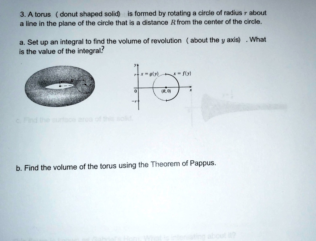 SOLVED A torus (donutshaped solid) is formed by rotating a circle of
