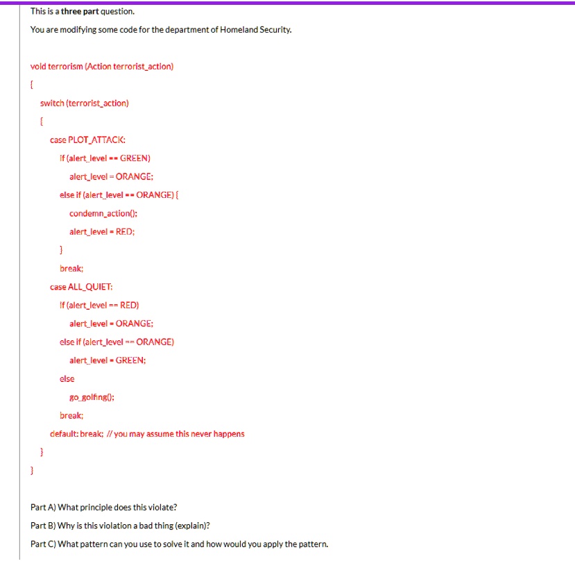 This is a threepart question. You are modifying some code for the