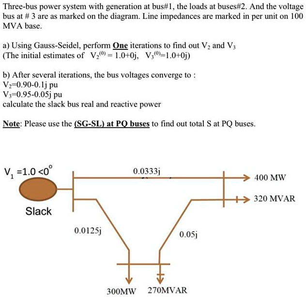 SOLVED: Three-bus power system with generation at bus #1, the loads at ...
