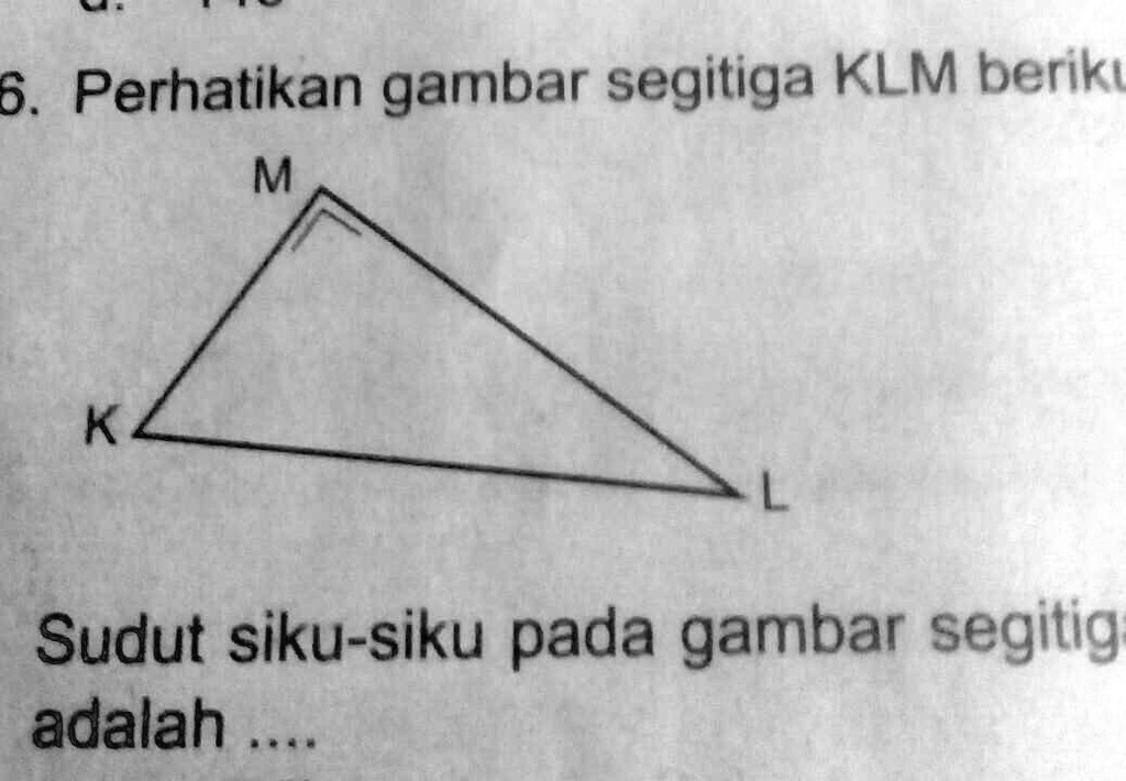 Solved A 5 Perhatikan Gambar Segitiga Klm Berikut Mksudut Siku Siku