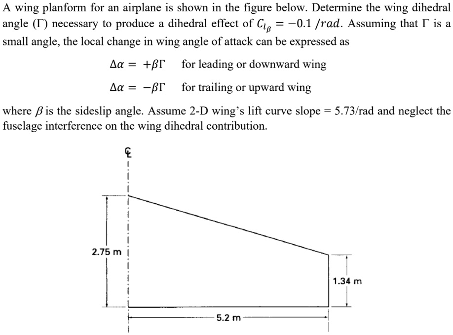 Aircraft Stability and Control; Problem 2 A wing planform for an ...