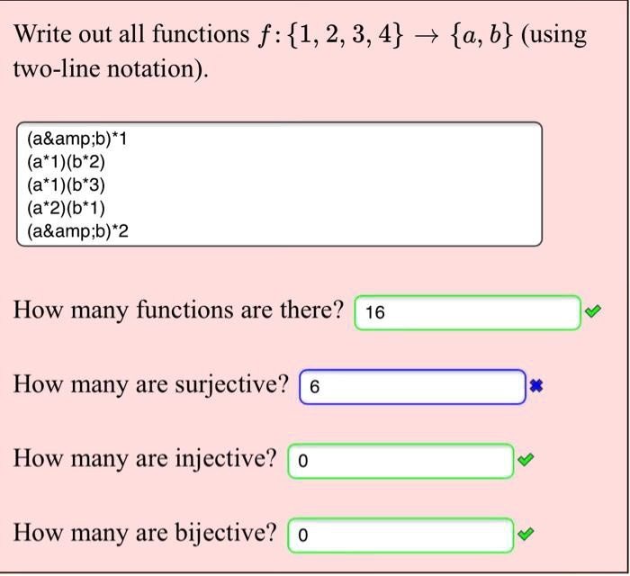 SOLVED: Write Out All Functions F: 1,2,3,4 â†’ A, B (using Two-line ...