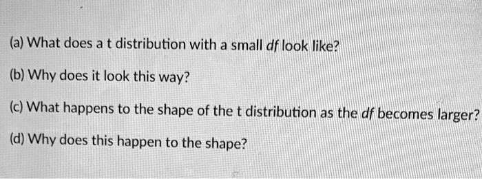 SOLVED: (a) What Does A T Distribution With 3 Small Df Look Like? (b ...