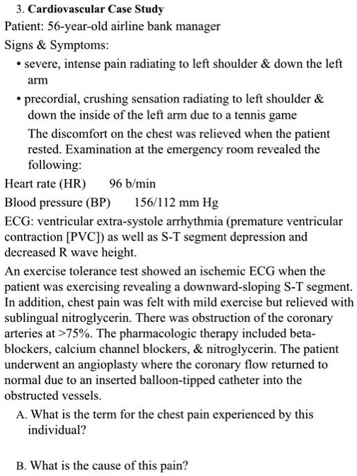 SOLVED Cardiovascular Case Study Patient 56yearold airline bank